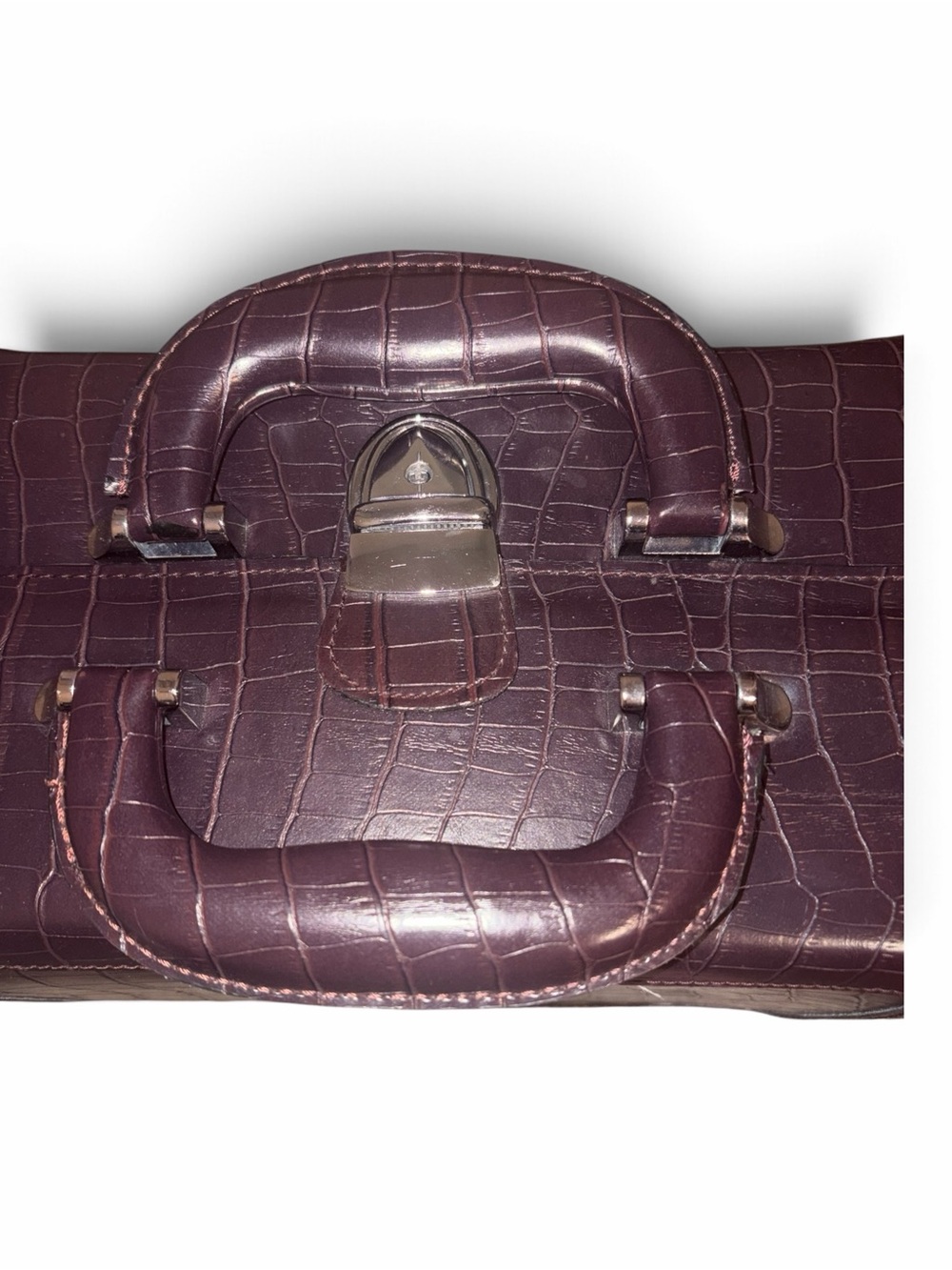 Vintage Bobbi Brown Faux Croc Cosmetic Train Case - Burgundy / Plum - Picture 7 of 8